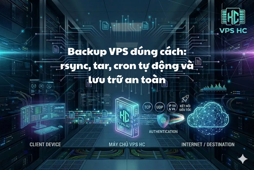 Backup VPS đúng cách: rsync, tar, cron tự động và lưu trữ an toàn